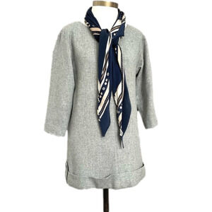 CINDY Lee Gray Wool Silk Lined Cuffed 3/4 Sleeved Mini Dress Tunic Top - 6/S